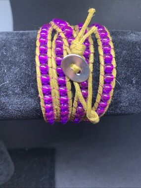 Chan Luu Handcrafted Purple Bead Wrap Bracelet